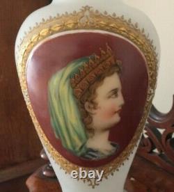 Quality Victorian Glass Vase With Classical Portrait & Gilding