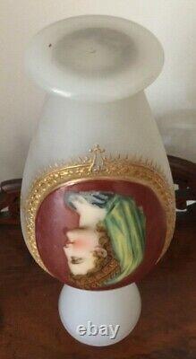 Quality Victorian Glass Vase With Classical Portrait & Gilding