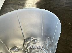 RARE ART DECO CZECH BAROLEC BLUE OPALESCENT Glass Vase ROSE Pattern D9.5 Signed