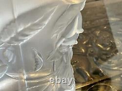 RARE ART DECO CZECH BAROLEC BLUE OPALESCENT Glass Vase ROSE Pattern D9.5 Signed