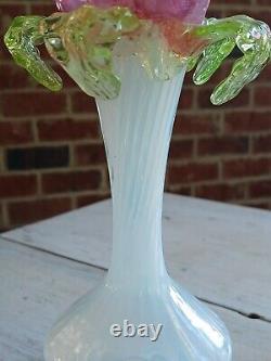 RARE Antique PAIR Opalescent KRALIK Art GLASS Florfiform VASES Vase ART NOUVEAU