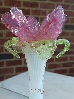 RARE Antique PAIR Opalescent KRALIK Art GLASS Florfiform VASES Vase ART NOUVEAU