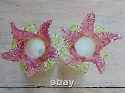 RARE Antique PAIR Opalescent KRALIK Art GLASS Florfiform VASES Vase ART NOUVEAU