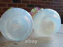 RARE Antique PAIR Opalescent KRALIK Art GLASS Florfiform VASES Vase ART NOUVEAU