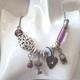 Rare Collectable Gdys Paris Necklace Silver Tone Charms Amethyst Glass Opaline