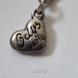 RARE Collectable GDYS PARIS Necklace Silver Tone Charms Amethyst Glass Opaline