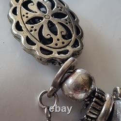 RARE Collectable GDYS PARIS Necklace Silver Tone Charms Amethyst Glass Opaline