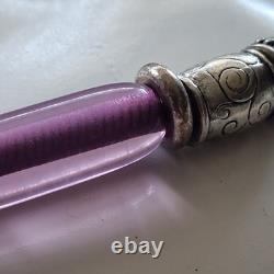 RARE Collectable GDYS PARIS Necklace Silver Tone Charms Amethyst Glass Opaline