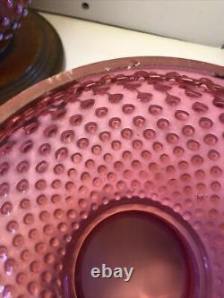 RARE Fenton Glass Cranberry Opalescent Hobnail Lamp