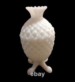 RARE French Portieux Vallerysthal White Opaline Glass Pineapple Sweet Jar