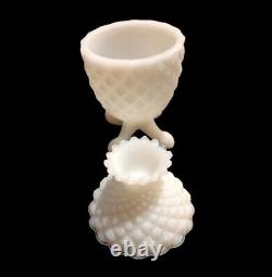 RARE French Portieux Vallerysthal White Opaline Glass Pineapple Sweet Jar