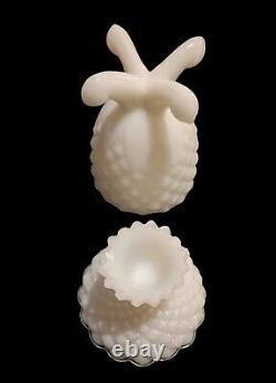 RARE French Portieux Vallerysthal White Opaline Glass Pineapple Sweet Jar