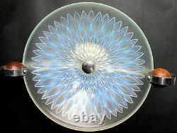RARE High bowl Art Deco opalescent glass, VERLYS France Dahlia flower