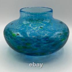 RARE Kokomo Opalescent Glass (KOG) Blue & White Frit Collage Vase Hand Blown 5