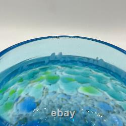 RARE Kokomo Opalescent Glass (KOG) Blue & White Frit Collage Vase Hand Blown 5