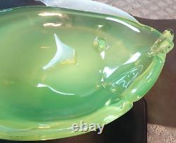 RARE Large Antonio Da Ros Cenedese Murano Green Opaline Art Glass Fish Bowl