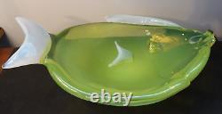 RARE Large Antonio Da Ros Cenedese Murano Green Opaline Art Glass Fish Bowl