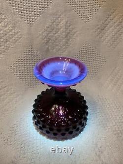 RARE Vintage Fenton Glass Plum Opalescent Hobnail Covered Candy Dish Gorgeous