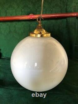 RECLAIMED VINTAGE 1940s ART DECO OPALINE MILK GLASS GLOBE LIGHT