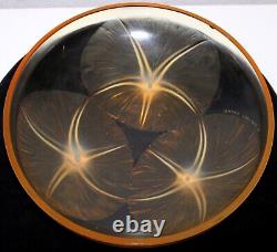 R Lalique Volubilis Bowl Yellow Opalescent Wheel Cut Signature 383