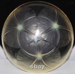 R Lalique Volubilis Bowl Yellow Opalescent Wheel Cut Signature 383