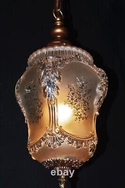 Rare 1920s French Louis XIV Versailles Style Moulded opalescent glass Lantern