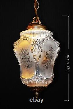 Rare 1920s French Louis XIV Versailles Style Moulded opalescent glass Lantern