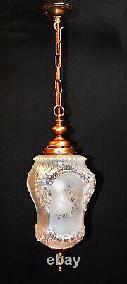 Rare 1920s French Louis XIV Versailles Style Moulded opalescent glass Lantern