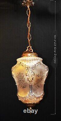 Rare 1920s French Louis XIV Versailles Style Moulded opalescent glass Lantern