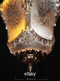 Rare 1920s French Louis XIV Versailles Style Moulded opalescent glass Lantern