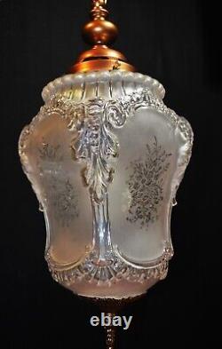 Rare 1920s French Louis XIV Versailles Style Moulded opalescent glass Lantern