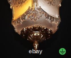 Rare 1920s French Louis XIV Versailles Style Moulded opalescent glass Lantern