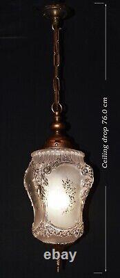 Rare 1920s French Louis XIV Versailles Style Moulded opalescent glass Lantern