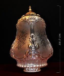Rare 1920s French Louis XIV Versailles Style Moulded opalescent glass Lantern