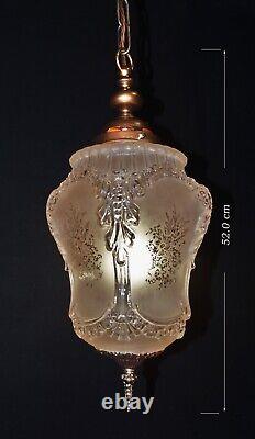 Rare 1920s French Louis XIV Versailles Style Moulded opalescent glass Lantern