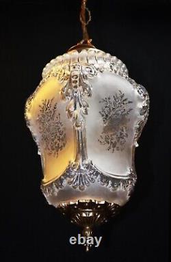 Rare 1920s French Louis XIV Versailles Style Moulded opalescent glass Lantern