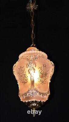 Rare 1920s French Louis XIV Versailles Style Moulded opalescent glass Lantern
