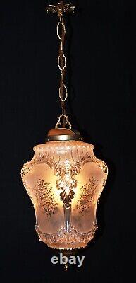 Rare 1920s French Louis XIV Versailles Style Moulded opalescent glass Lantern
