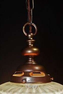 Rare 1920s French Louis XIV Versailles Style Moulded opalescent glass Lantern