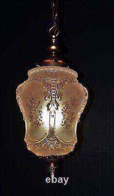 Rare 1920s French Louis XIV Versailles Style Moulded opalescent glass Lantern