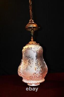 Rare 1920s French Louis XIV Versailles Style Moulded opalescent glass Lantern