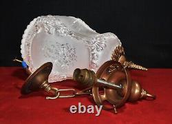 Rare 1920s French Louis XIV Versailles Style Moulded opalescent glass Lantern