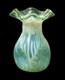 Rare Antique John Walsh Walsh Opaline Brocade Green Vaseline Glass Vase C1890