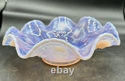Rare Antique Pink Opalescent Art Glass Bowl Roses Possibly Northwood Or Dugan