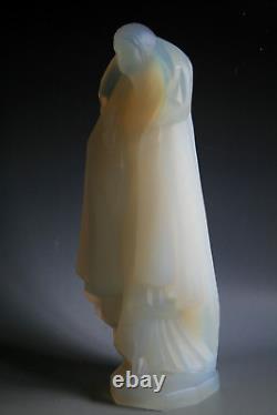 Rare Art Deco Georges Chauvel Opalescent Glass Figure Possibly For Etling 6.1kg