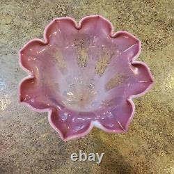 Rare Beautiful L. C. TIFFANY Art Glass Opalescent Pink Tulip Vase Labeled Signed