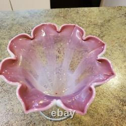 Rare Beautiful L. C. TIFFANY Art Glass Opalescent Pink Tulip Vase Labeled Signed