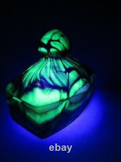Rare Bohemian Uranium & Opalescent Glass Jewelry/ Trinket BOX ART DECO 1930s