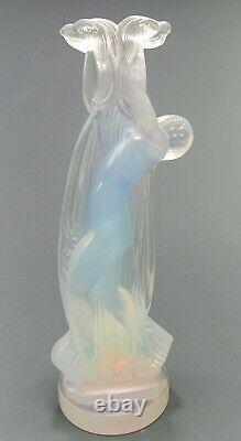 Rare ETLING Art Deco Opalescent Glass Semi Nude Statue c. 1930 Lalique Sabino Era