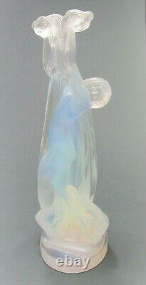 Rare ETLING Art Deco Opalescent Glass Semi Nude Statue c. 1930 Lalique Sabino Era